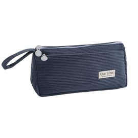 AYNKH Corduroy Pencil Pouch, Cute Stationery Pouch, Large Capacity Cosmetic Bag, Portable Pencil Case, Student Stationery, Durable and Easy to Clean, for Girls, Boys, College Students (Blue Dark)