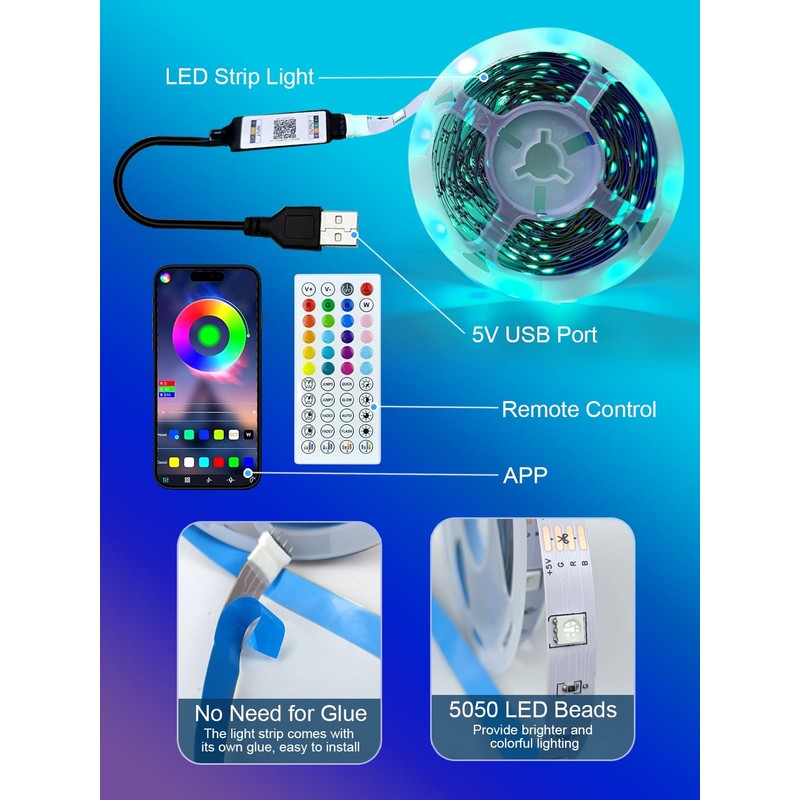 HEXJOSGL LED Light for TV, 4 m LED Strip Light