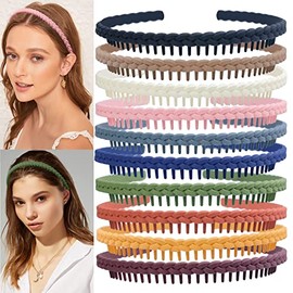 LAPOHI Diademas para Mujeres y Nias - 10 Piezas de Plstico Sin Esfuerzo Coloridas Con Dientes - Peine Sin Resbaln Bandas para El Cabello para Hombres 