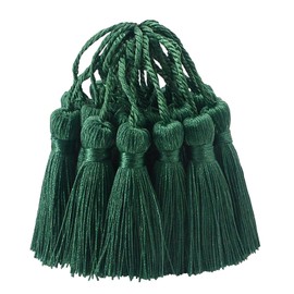 Mini Small Bookmark Crafts Tassels: 30pcs Sewing Fringe with String for Graduation Cap Memorial Hanging Ornament,Jewelry Making,Earring Keychain Accessory,Pillow Ribbon Trim,Key Charms (Green Black)