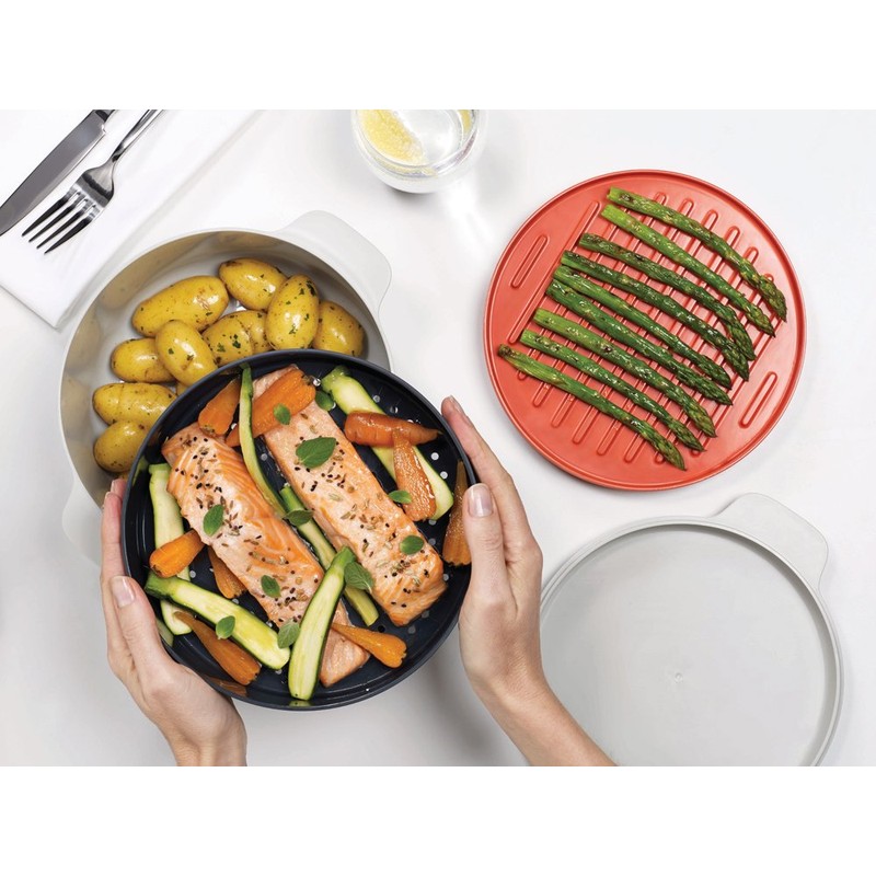 ジョセフジョセフ (Joseph Joseph) 電子レンジ調理器 スタッカブルクッキングセット ストーン/オレンジ M-クイジーン (M-Cuisine) プラスチック製 45001