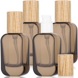 Segbeauty 1oz Refillable Glass Pump Bottles for Toiletries, 4pcs Travel Size Empty Bottles with Pumps for Skincare Foundation, 30ml Leak Proof Travel Containers for Oils, Black Pump Bottle Dispenser