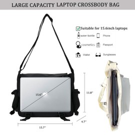 Inshere Aesthetic Crossbody Bag with Cute Pins and Ornament, Casual Shoulder Messenger Bag Japanese Kawaii Bag for Women Men Black