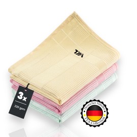 TYA Collection Microfibre Cloths 40 x 60 cm - Streak-free for Windows, Car Care and Kitchen, Pack of 3 Cleaning Cloths without Cleaning Agents, Ideal for Car, Windows and Kitchen Surfaces (3)