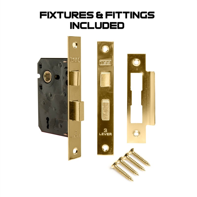 TSS 3 Lever Mortice Sash Lock for Internal Doors 3"