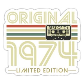 Spreadshirt 1974 Vintage Retro 50th Birthday Gift Idea Sticker, 10 x 10 cm, Matt White