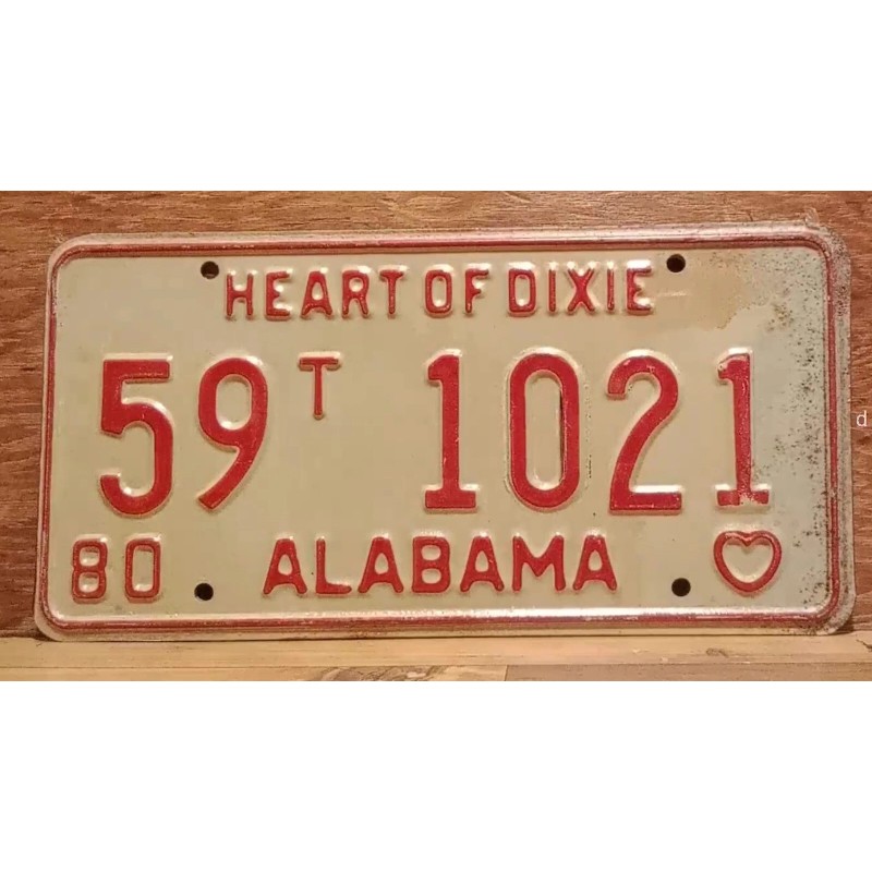Vintage 1980 ALABAMA License Plate Antique Car Tag