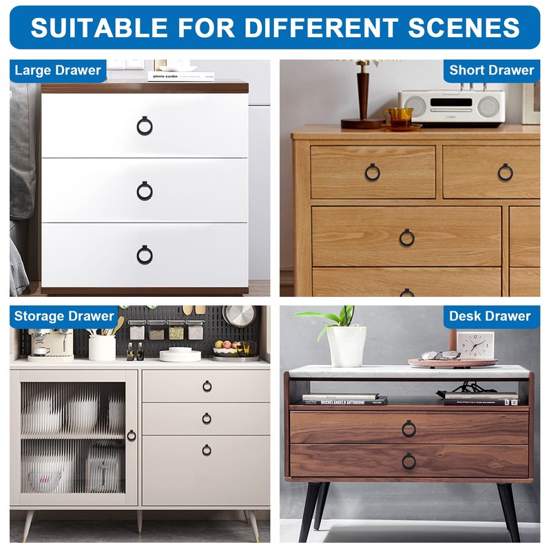 WEAVERBIRD Cabinet Knobs Zinc Alloy Ring Drawer Pulls 1.57" Diameter