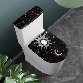 Flashideas Gothic Sun Moon Toilet Lid Cover and Toilet Tank Cover Soft Plush Seat Covers Tank Lip Covers Fits Most Toilet Tanks & Lids Bathroom Decoration Accessories