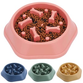 Funny toy Perro de Comer Lento, Cuenco Antideslizante para Perros de Comida Lenta, fácil de digerir y Absorber el Cuenco de Comida Lenta, comedero Lento para Perros pequeños y medianos. (Rosa)