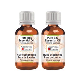 Greenwood Essential Pure Natural Bay Essential Oil (Pimenta Racemosa) Natural Pure Therapeutic Quality Steam Distilled (Pack of Two) 100 ml x 2 (6.76 oz)