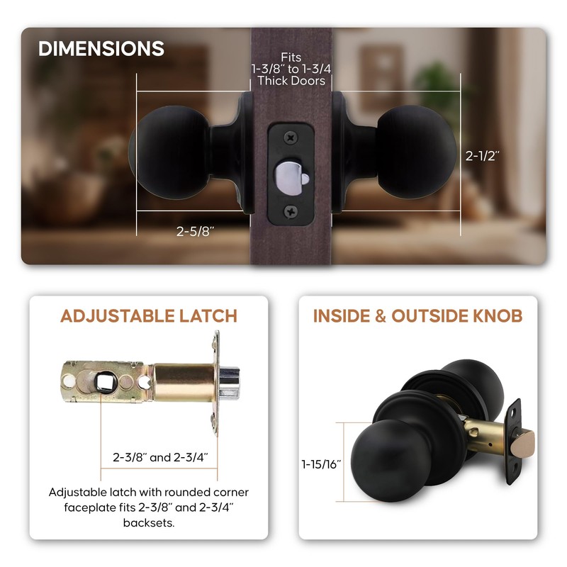 Copper Creek Colonial Passage Interior Door Knob – ANSI Grade-3