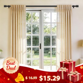 TONIAL Black Curtain Rods 32 to 58 Inch(2.6 to 4.8 ft), Adjustable Splicing Window Curtains rod, 3/4 Drapery Rods for Windows 20 to 53 Inch, Decorative Single Rod with Modern Cap Finial