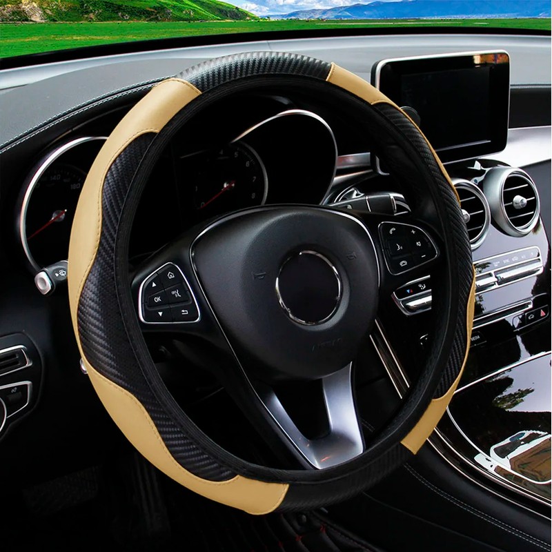 Car Steering Wheel Cover for 14.5–15 Inch Wheels – PU