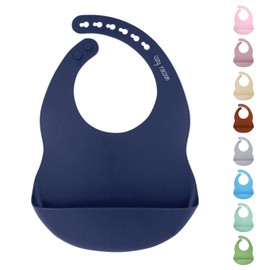 Cozy Racoon Baby Bib with Crumb Tray for Girls & Boys Waterproof Washable Baby Bib - Adjustable Size I 100% Child Friendly BPA (Night Blue)