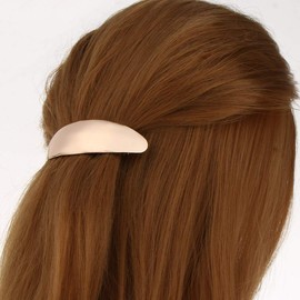 Gold Hair Barrettes for Women, Metal French Hair Clips, Simple Spring Snap Hair Barrettes Large for Thin Hair Ponytail Accessories (A- 6 Pcs)