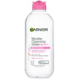 Garnier Micellar Water, Hydrating Facial Cleanser & Makeup Remover, Suitable for Sensitive Skin, Vegan, Cruelty Free, 13.5 Fl Oz (400mL), 1 Count