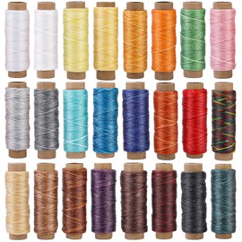 Assorted Color BUTUZE 24PCS 55Yards Leathercraft Waxed Thread-Practical Stitching Thread for Leather Craft DIY, Bookbinding, Shoe Repairing, Leather Sewing