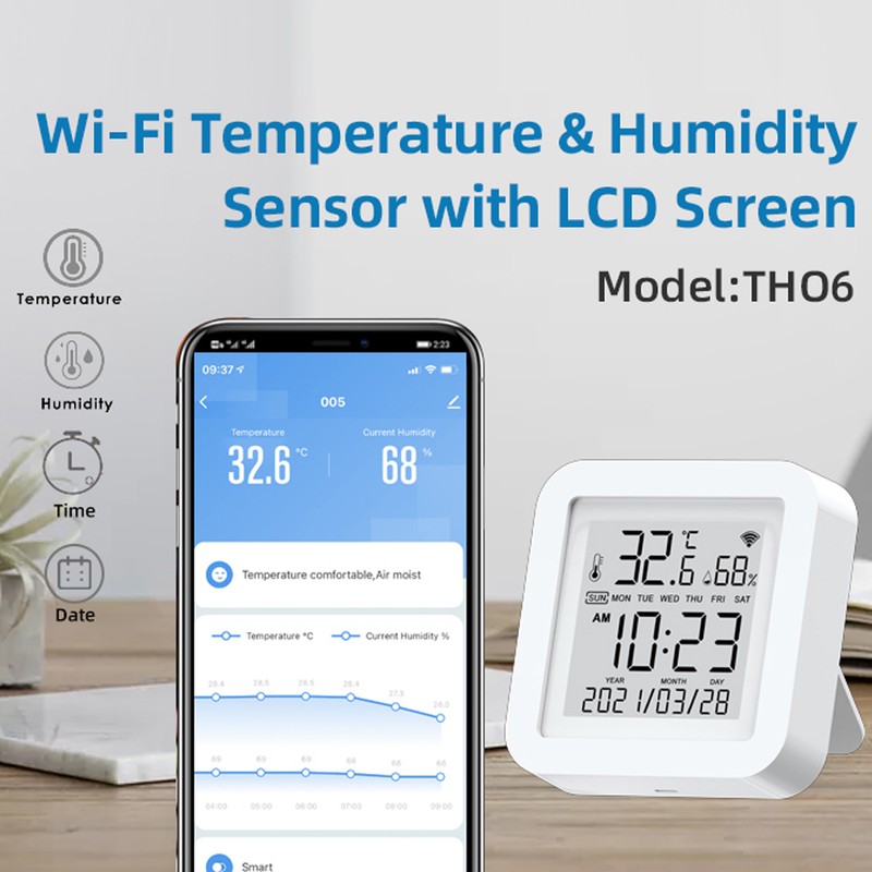 Tuya WiFi LCD Display Screen USB Power Supplys Intellgient Sensors