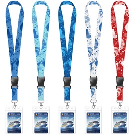 LUMINIPH 5 Pack Cruise Lanyards with Ocean Creature Design, Cruise Ship Lanyards with Waterproof ID Badge Holders for All Cruise Lines 2025, Mix