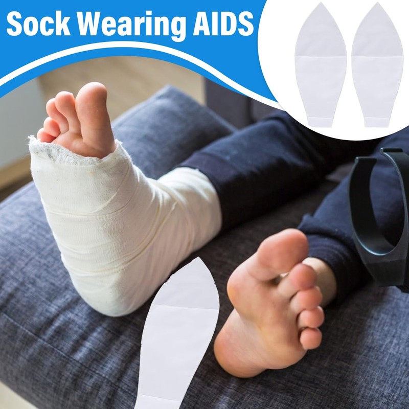 ZORVUJI 2 Pieces Compression Stockings Open Toe Sock Dressing Aid