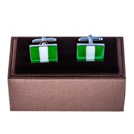 MRCUFF Nigeria Flag Pair of Cufflinks in a Presentation Gift Box & Polishing Cloth