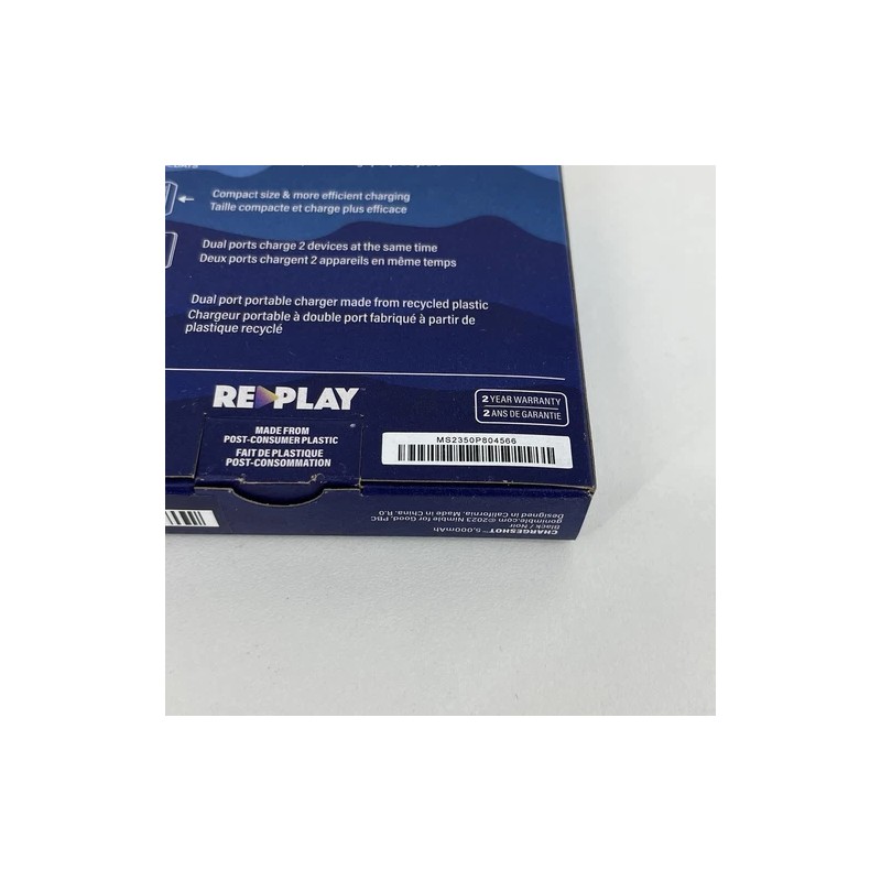 Nimble Chargeshot Portable Charger 5,000mAh battery - Black 2 USB-A