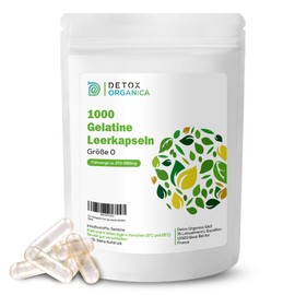 Empty Capsules 0 Gelatin, 1000 Empty Capsules for Filling, Empty Capsule Case, German Expertise, Empty Capsules, Premium Quality from Detox Organica (Gelatine)