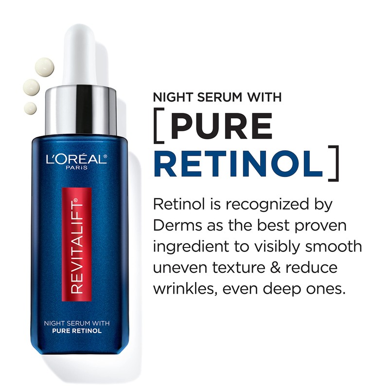 L'Oreal Paris Revitalift 0.3% Pure Retinol Night Serum, Reduce Deep