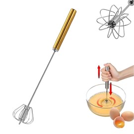 12inch Stainless Steel Semi-Automatic Whisk Hand Push Rotary Whisk Blender Egg Beater Hand Push Mixer Stirrer Egg Scrambler for Blending, Whisking, Frothing, Beating & Stirring