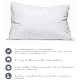Pillowtex High End White Goose Down Firm Pillow King