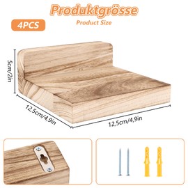 Oungy Pack of 4 Floating Wall Shelves, Small Wall Shelves, Wooden Floating Shelves, Mini Wall Shelves, Small Wall, Floating Shelves for Small Decoration, Wall Shelves for Bedroom, Living Room, Kitchen