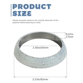 UNLRAE Exhaust Manifold Gasket,Car Accessories Sealed Exhaust Manifold Gasket Seal Muffler Ring for Manifold and Piping Connections,Applicable to Most Cars,Commercial Vehicles,Motorcycles (65MM)