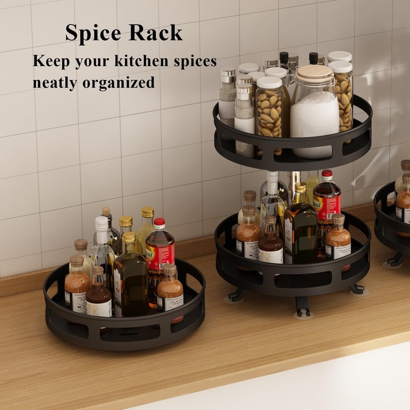Loputon Kitchen Organiser, Turntable Fridge Spice Rack, Lazy Susan Turntable