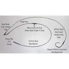 Outdoor Tackle 6Ft Castable Shark Fishing Rig - Choose Hook Size - Circle Hooks - 14/0