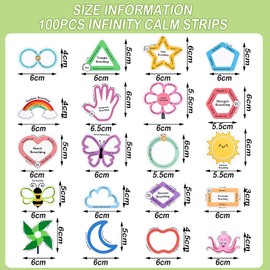 Crtiin 100 Pcs Sensory Strips Adhesive Textured Rough Sensory Stickers Anxiety Stickers Calm Stickers Breath Stickers Tactile Fidget Tape for Adults Anxiety Relief Anti Stress Toy (Lovely)