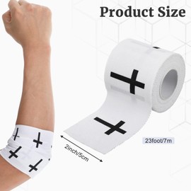 Cross Athletic Tape, White Turf Tape Football Soccer Serrated Edge, Lacrosse Baseball Soccer Wrist Tapes Baseball Cotton, Cross Christian Sports Pre-Wrap Athletic Tape 2 Inch Wide for Wrist Ankle