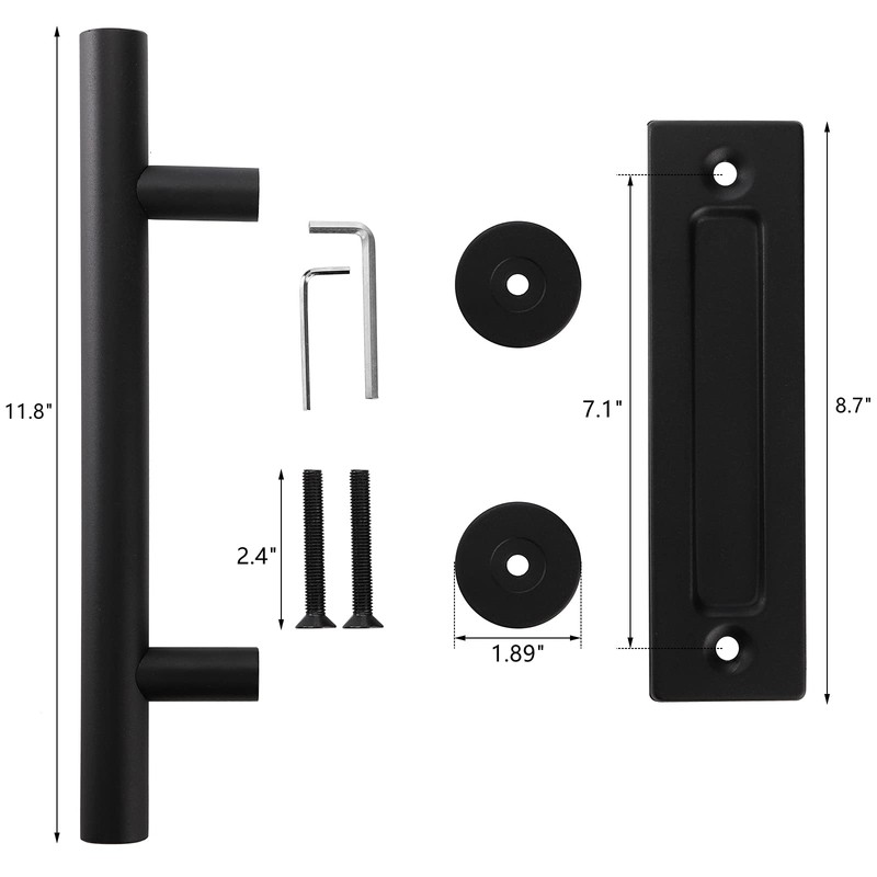 Peohud 2 Pack Sliding Barn Door Handle, Carbon Steel Pull