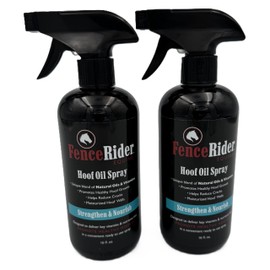 Fence Rider Hoof Oil Spray, Premium Blend of Natural Oils and Nutrients to Balance Hoof Moisture, While Working to Correct Cracks and Counteract Rot. 16 oz Ready to Use (Twin Pack)