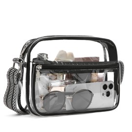 BOSTANTEN Clear Bag for Women Stadium Approved Clear Bags Small Crossbody Purse Trendy for Concerts Sports Events Black