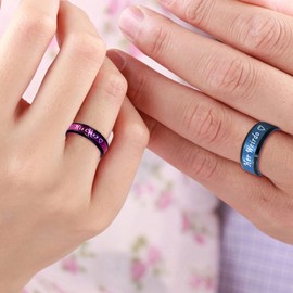 Uloveido Stainless Steel Wedding Bands His Crazy Couples Rings Romantic Valentines Gifts for Him and Her, Non-precious metal, No Gemstone