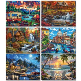 DOTSOPS Diamond Painting Kits Art Adults Painting Kit Crafts DIY 5D Diamond Art Packs Kits Full for Adults Beginner Home Wall Decoration Gift 11.8x15.7 Inches (6 Pack Landscape City)