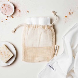 Ever Eco Muslin Facial Cloths, 2 Pack + Cotton Wash Bag