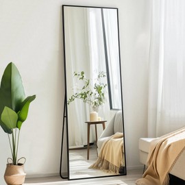 Sunniry Full Length Mirror 56x16 inch, Black Full Body Mirror, Metal Frame
