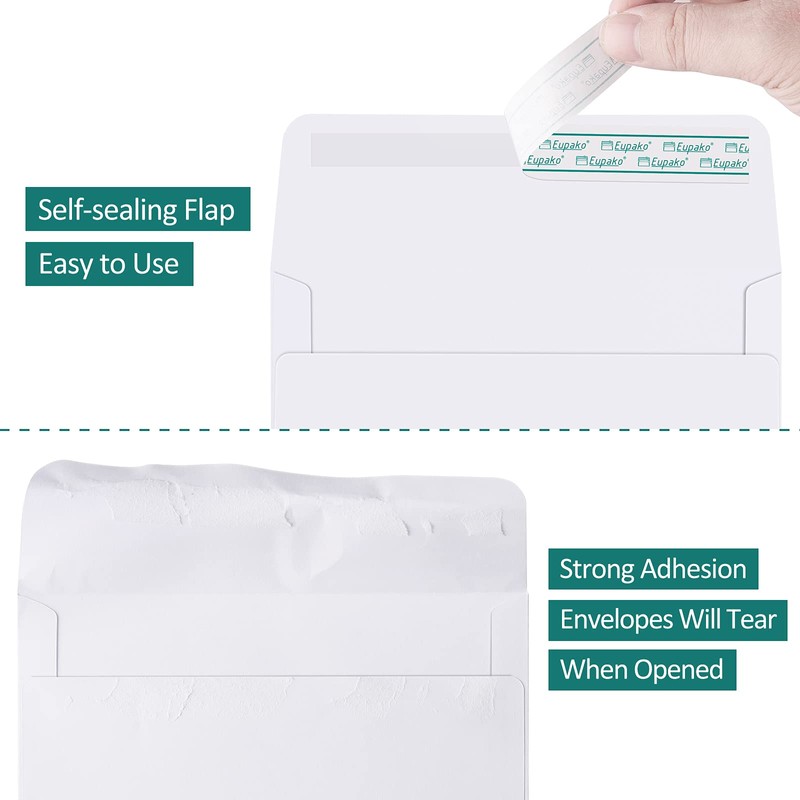 Eupako A6 White Envelopes 4x6, 250 Pack Self Seal Envelopes