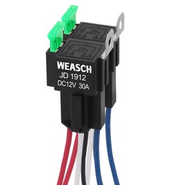 Weasch 2Pack Fuse Relay Switch Kit, 12V 30A, 4 Pin SPST, 30A Switch Harness Set, Automotive Electrical Relays with 14 AWG Hot Wires