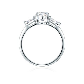 Trilani Women's Engagement Ring 925 Sterling Silver Brilliant Cut Cubic Zirconia Solitaire Claw Setting Solitaire Proposal Ring in Elegant Leather Case, Sterling Silver