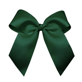 WD2U Girls Large 6" Grosgrain Knotted Hair Bow with Tails on Alligator Clip (Hunter Green)