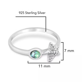 AeraVida Summer Beach Starfish Rainbow Abalone Bali Beauty Sterling Silver Ring-7