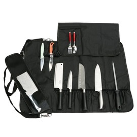 QEES borsa portacoltelli da campeggio con 17 scomparti, per contenere coltelli, cucchiai e forchette, custodia impermeabile per coltelli, borsa porta attrezzi DD14, Colore 1: Nero, 66W* 50H CM
